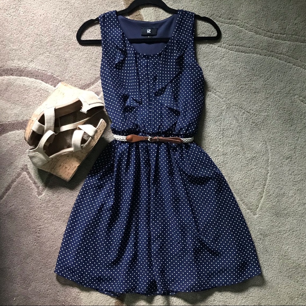 Polka Dot Summer Dress, Navy